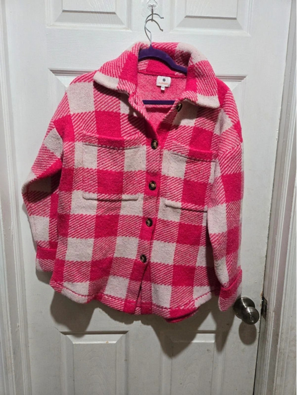 Sundry oversized shacket pink plaid size.XL
